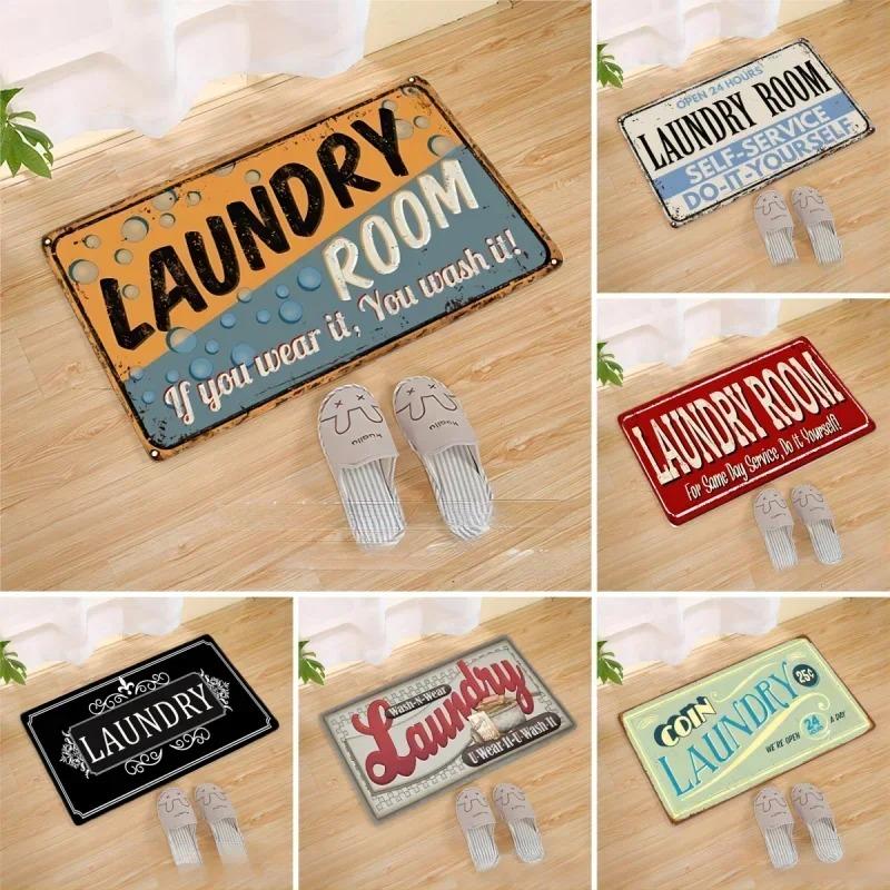 Laundry Room Entrance Carpet Door Mat Entrance Printed Door Carpet Indoor Outdoor Polyester Anti-slip Carpet Home Decoration