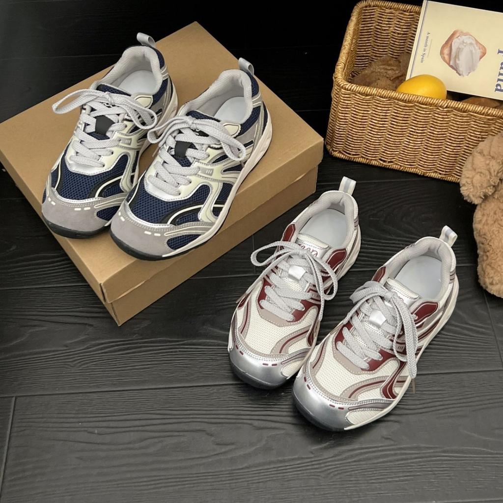 Thick-soled Mesh Casual Shoes Women's 2025 Autumn New Gray Versatile Trend Dad Shoes Show Feet Small Fashion Mesh Shoes