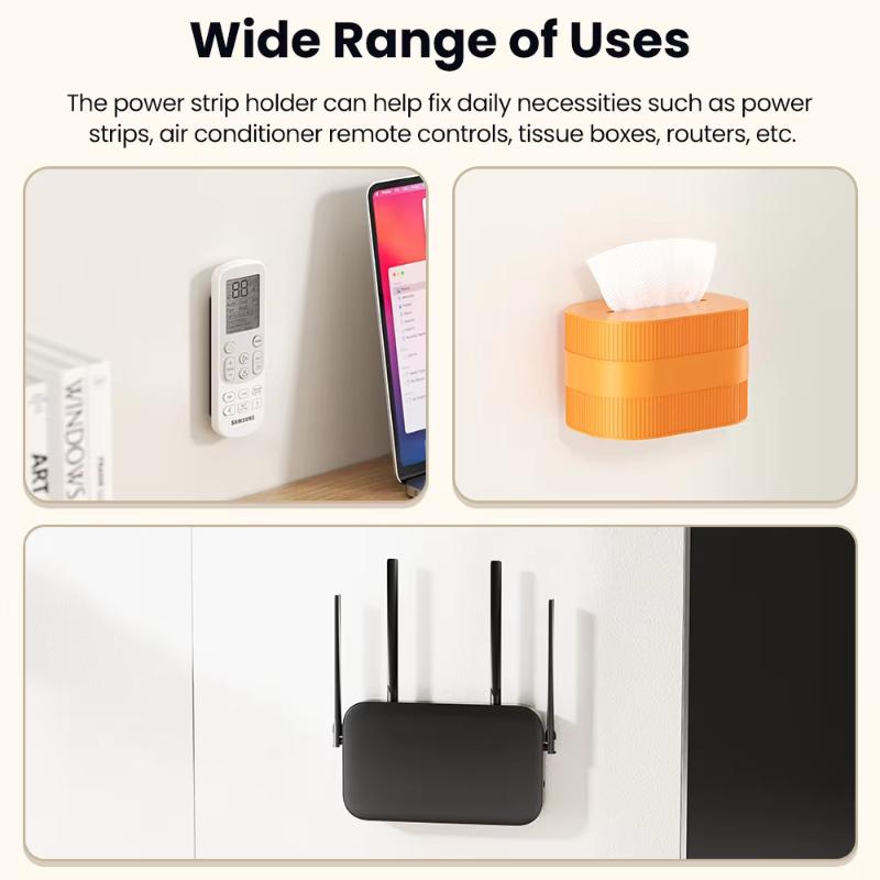 Power Strip Holder Desk Charging Cable Organizer Wall-Hanging Plug Fixer Self-Adhesive Storage Holders