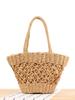 Woven Paper Rope Handheld Bag - Hollow Design for Casual Beach or Vacation Use