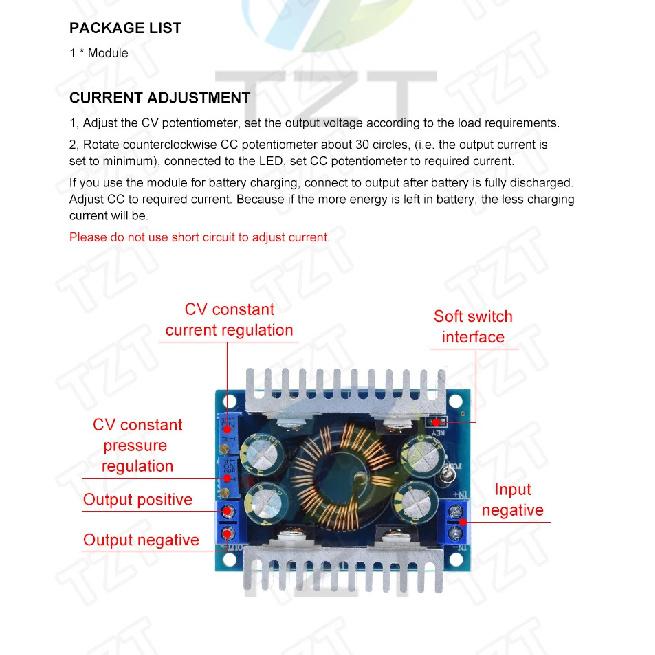 TZT DC 5-30V To 1.25-30V 8A Automatic Step UP/Down Converter Boost/Buck Voltage Regulator Module Charger Power Converter DIY KIT