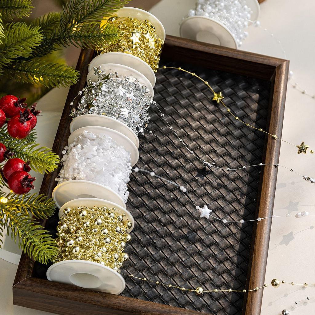 Christmas Decorations: Pearl Star Chain, Sky, Round Bead Christmas Tree Diy Pendant, Handcrafted Pendant