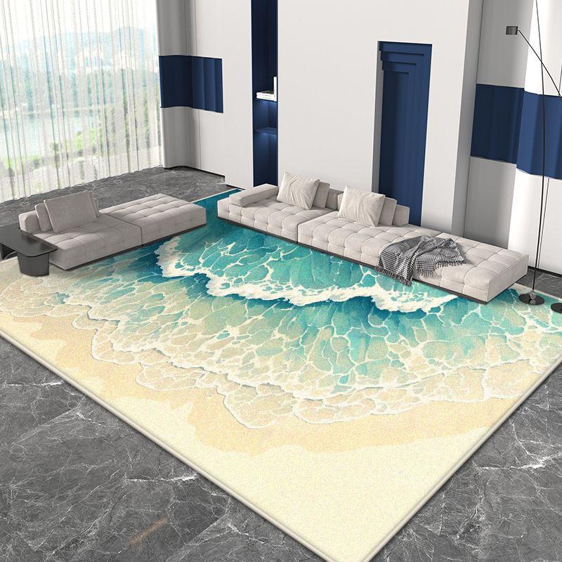 3D Beach Pattern Decor Home Carpet Living Room Big Size Non-slip Gaming Room Decoration Rug Soft Easy Cleaning Sofa Table Mat
