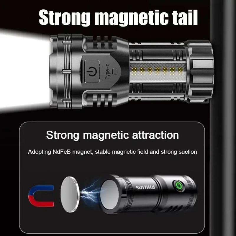 9 LED Mini Flashlight with Side Lights ABS Portable Rechargeable LED Torch Built-in Battery High Power Lantern 4 Lighting Modes