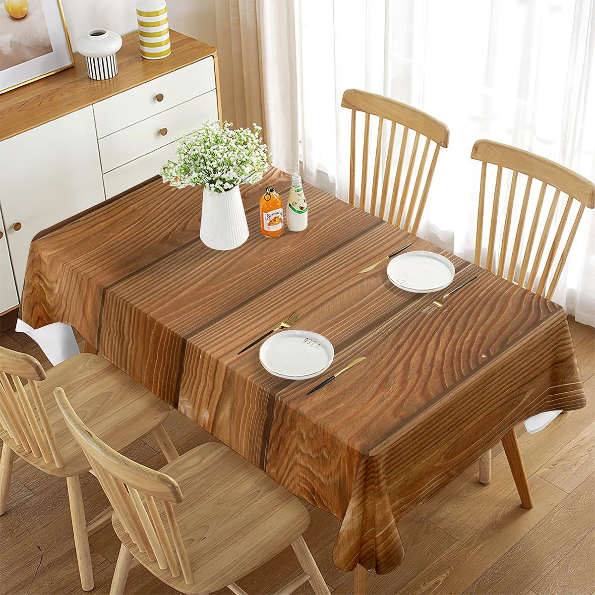 Tafelkleed Houttextuur voor Rechthoekige Tafel Bruine Plank Natuur Landelijke Stijl voor Keuken Eetkamer Banket Decoraties 90x140cm