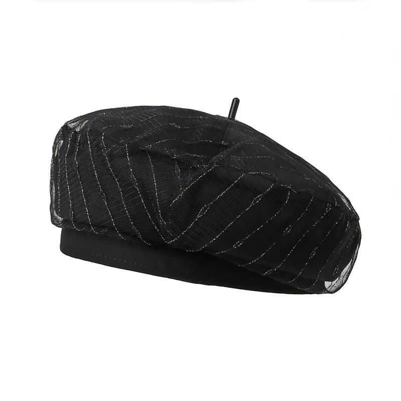 Autumn and Winter Hat Women's High-end Lace Beret Literary Retro Hepburn Style Thin Pumpkin Hat