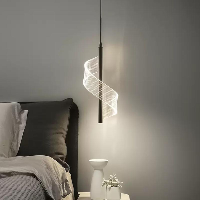 Nordic Creative Spiral LED Pendant Lamps Bedside Hanging Lamp Home Decor Indoor Lighting Bedroom Modern Acrylic Chandeliers