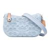 Signature Denim Mini Hobo Bag Light Blue Leather Trim Silver Hardware Daily Casual CJ939-LHPBU