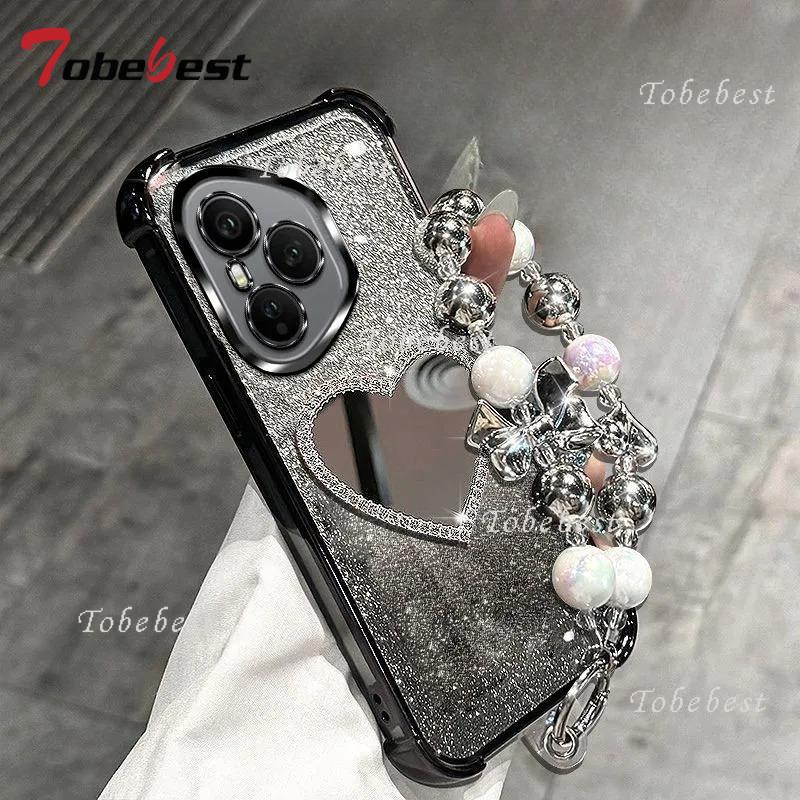 Love Mirror Bead bracelet Plating Case for Huawei Honor 400 300 Ultra 200 100 90 Lite 80 70 60 Pro Glitter Shockproof Cover