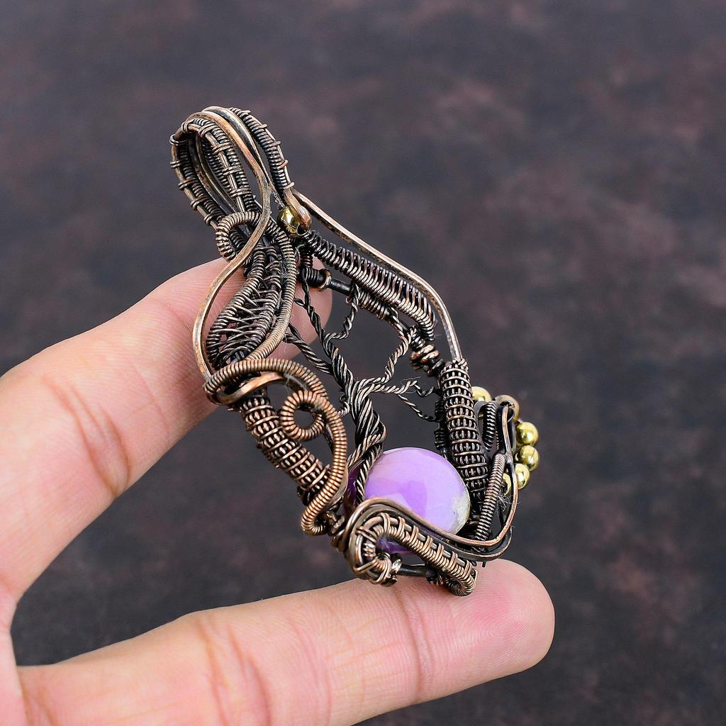 Tree Of Life Phosphosiderite Pendant Copper Wire Wrapped Pendant Gemstone Pendant Phosphosiderite Copper Jewelry Handmade Pendant For Gifts