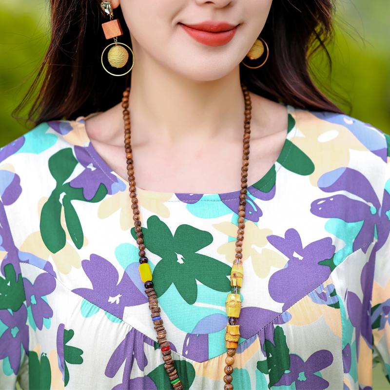 Plus Size Elegant Women's Summer Dress Vintage Clothes Short Sleeve Loose Long Dresses