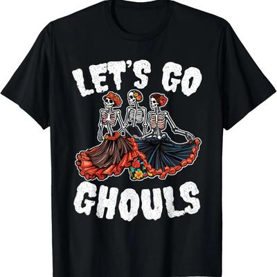 Let's Go Ghouls - Skeleton Ghoul Gang Retro Girls Halloween T-Shirt