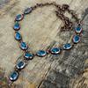 Faceted swiss blue topaz necklace electroformed copper gemstone necklace adjustable chain necklace handmade copper jewelry gifts for mother