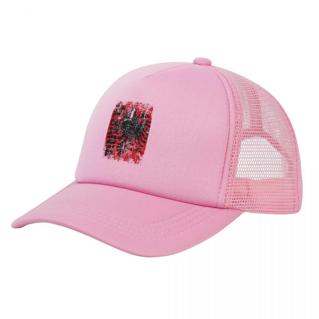 Albania Flag Vintage Distressed Albanian Mesh Baseball Cap Unisex Retro Trucker Hat Hat Breathable Racing Cap Summer Trucker Cap