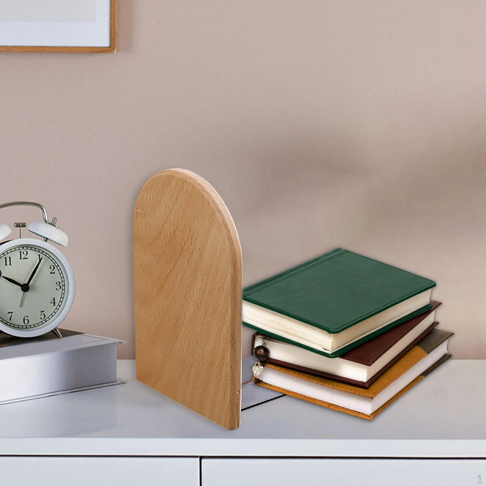 

Bookend Wood Book End Anti Slip Stand Holder Bookshelf Ends Home School Office Desktop Beech 13x8x1cm