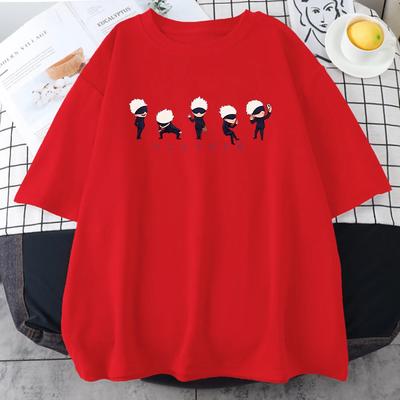 Japāņu anime Lil Gojo Prints Vīriešu kokvilnas T-krekli Apģērbs Personība Ielu hiphopa T-krekli Liela izmēra ikdienas vīriešu īsām piedurknēm