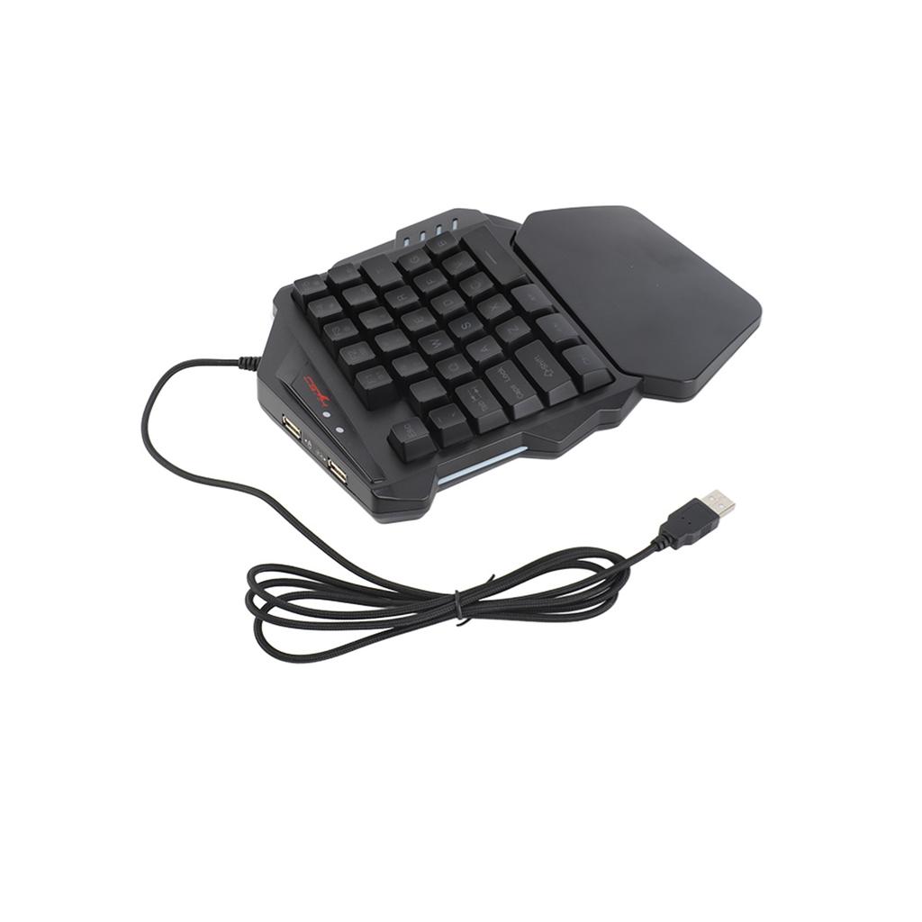 One Handed Gaming Keyboard USB RGB Wired Illuminated Keyboard Gaming Accessory for Desktop PC Laptop