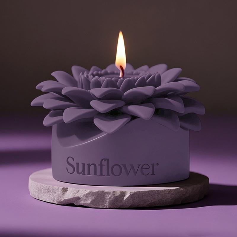 Flower Pillar Candle Molds for Epoxy Resin Candle Soap Embossed Flower Cylinder Shape Silicone Molds for Home Decoration