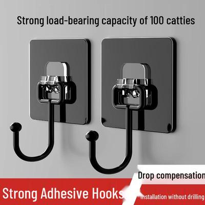 Transparent No-Drill Wall-Mounted Adhesive Hooks for Kitchen Storage