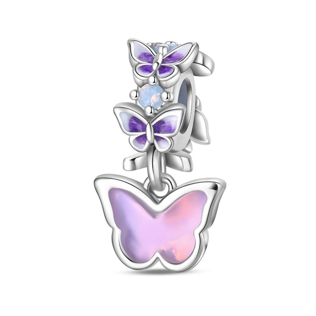 S925 Silver Butterfly Cat Bear Charm Safety Chain Bracelet Elegant Jewelry Gift for Women