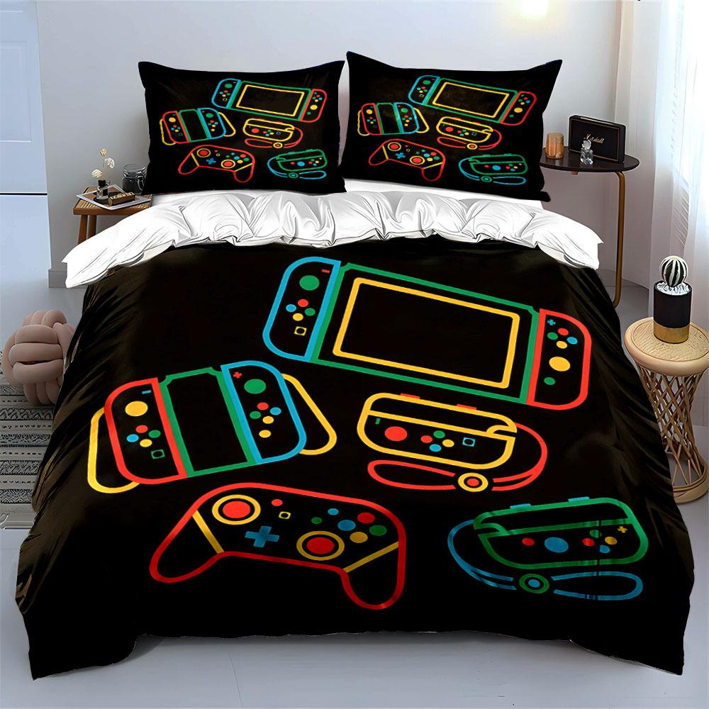 Colorful Gaming Console Design Bedding Duvet Cover Set (1*Duvet Cover 2*Pillowcases, without duvet insert)