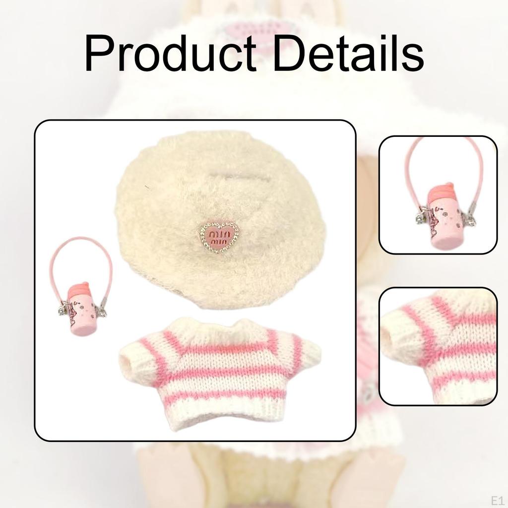 Doll Apparel Mini Knit Striped Sweater Gift Soft Accessory with Water Bottle