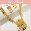 Middle East Jewelry Set With Gold Alloy Coin Necklace And Earrings For Women