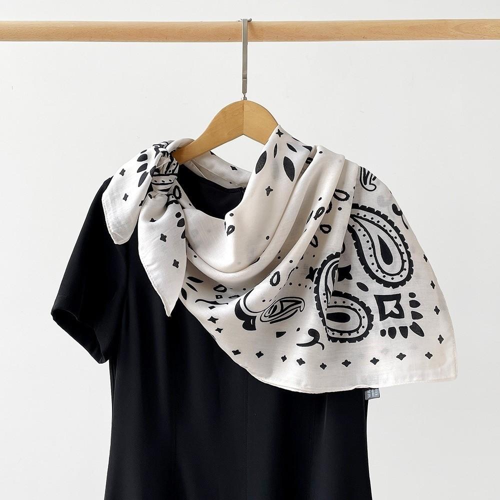 Thin Cashew Nut Print Silk Scarf Korean Style Small Scarves Simple Square Handkerchief  Women