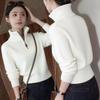 Women's Half-Zip High-Neck Slimming Knit Sweater - Fashionable Long-Sleeved Base Layer Top
