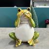 Resin Crafts Small Frogs Figurines Cartoon Animal Statue Mini Frog Ornament  Indoor Home Desktop