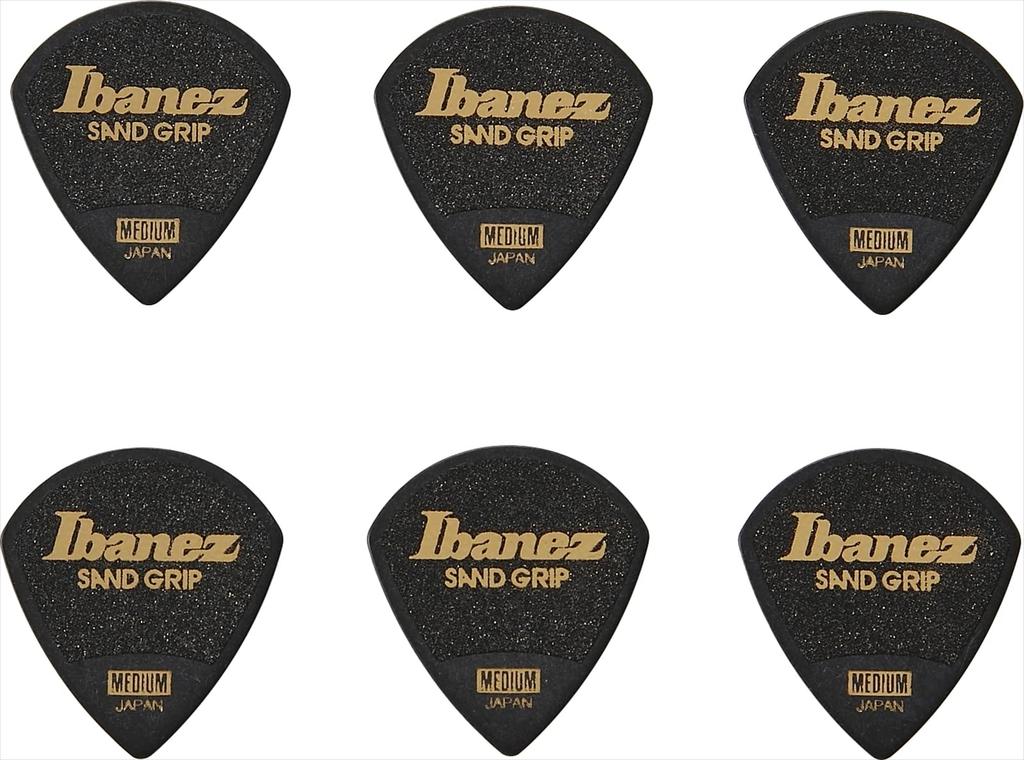 Ibanez Grip Wizard Series Sand Grip Picks (Medium) - 6-Pack, Black (PPA18MSGBK)