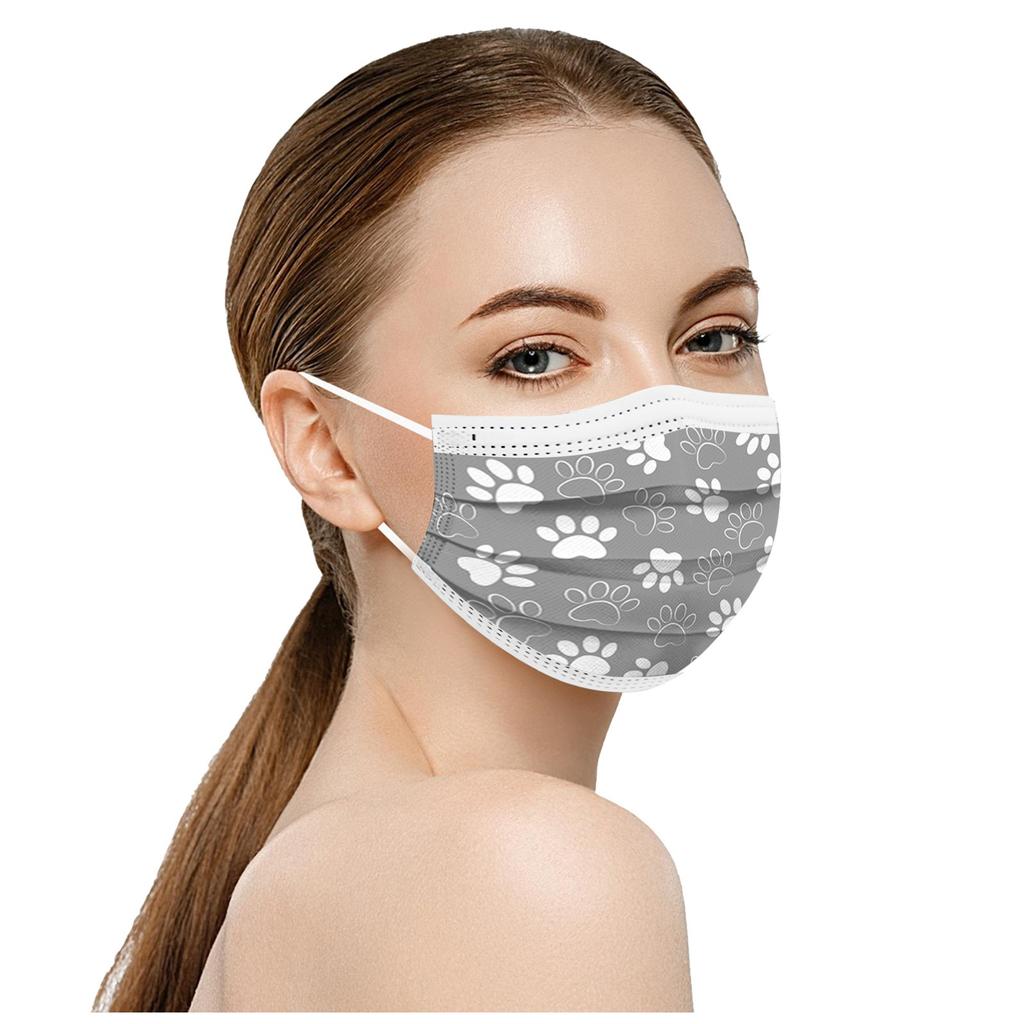 50PCS Adults Cute Casual Cat Prints Breathable 3 -Layer Disposable Mask