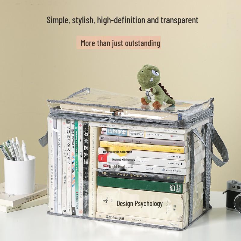 Dustproof Transparent Large Capacity Book Storage Box for Home & Classroom Use