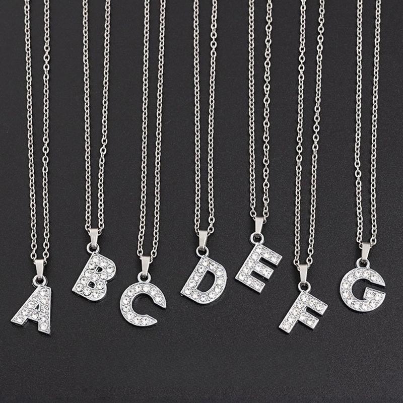 Women Shining Zircon A Z Letter Pendant Necklace 1Pcs Adjustable Clavicle Chain Personalized Jewelry for Birthday Present