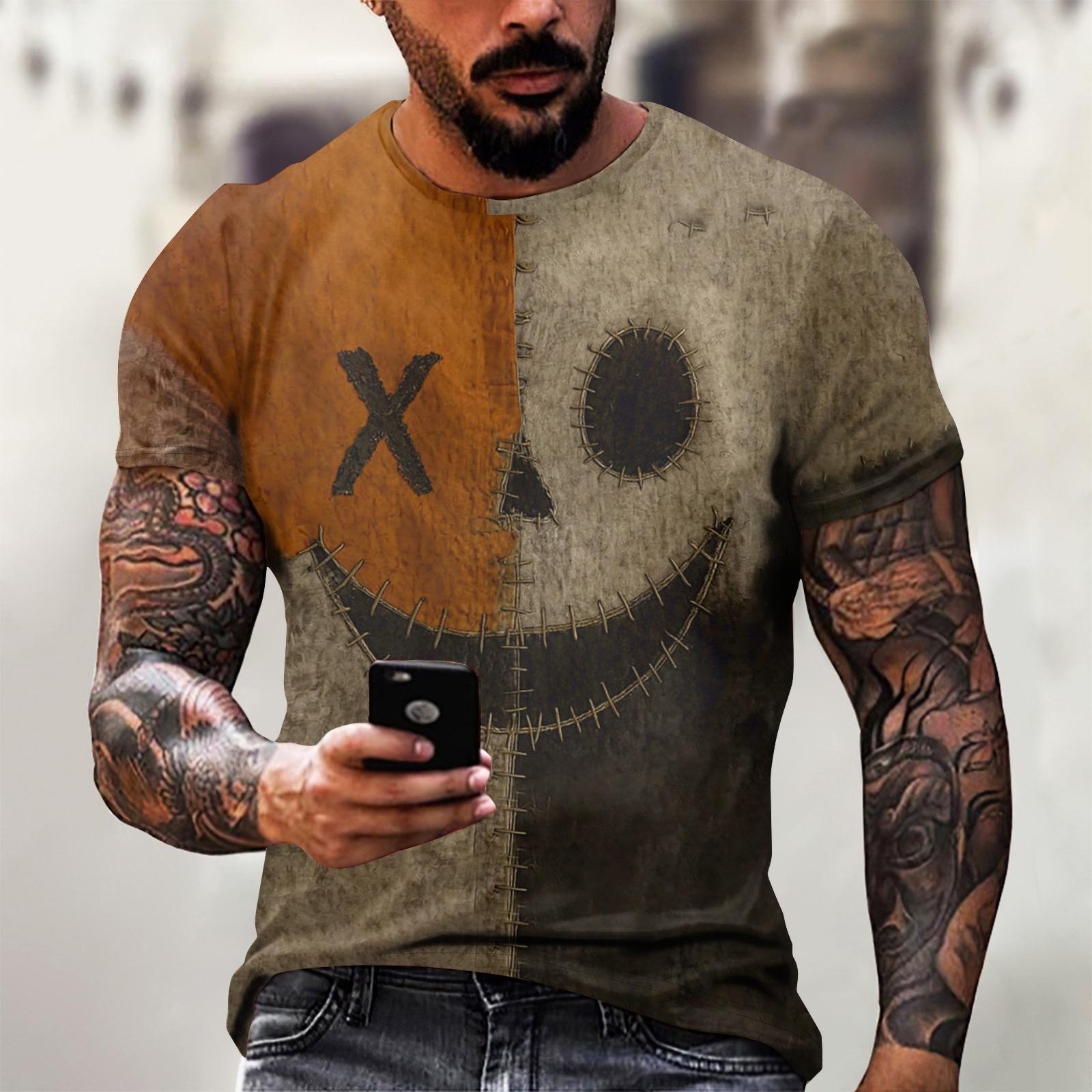 Футболка на Хэллоуин, мужская, повседневная, с круглым вырезом, с рисунком брызг крови, топы с коротким рукавом и кровавым принтом ужасов XL