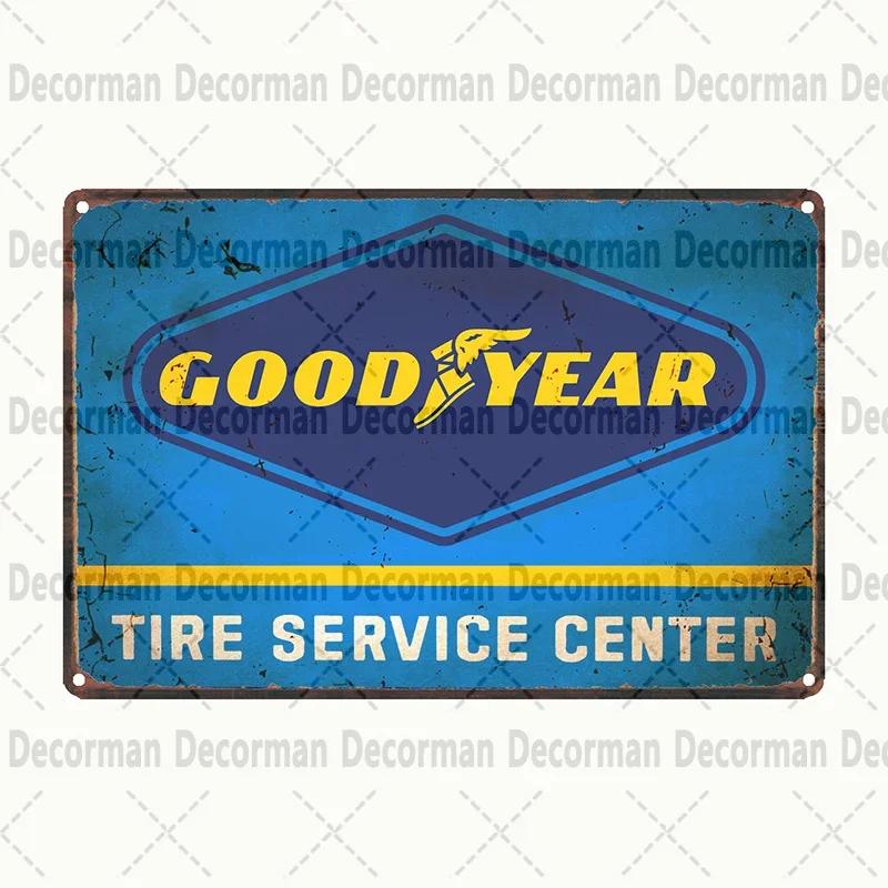 Retro Goodyear Tire Motor Oil Tin Sign  Vintage Iron Painting Wall Decor for Home Pub Bar  X CM Gift Art Poster