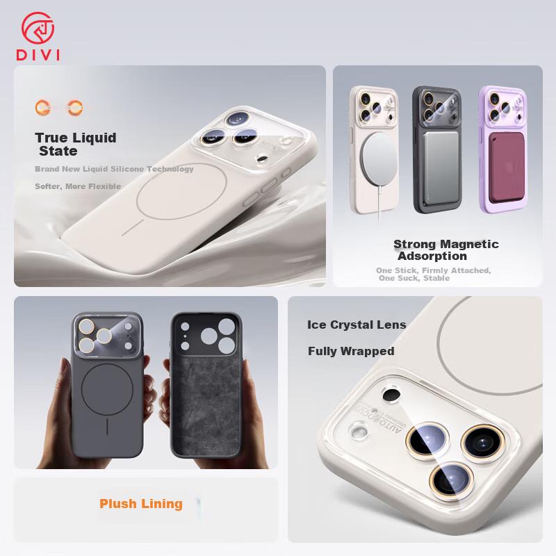 DIVI Magsafe Magnetic | True LiquidIPhone 17 Case, Full Lens Protection, Liquid Silicone Shockproof Cover, Simple Design, White