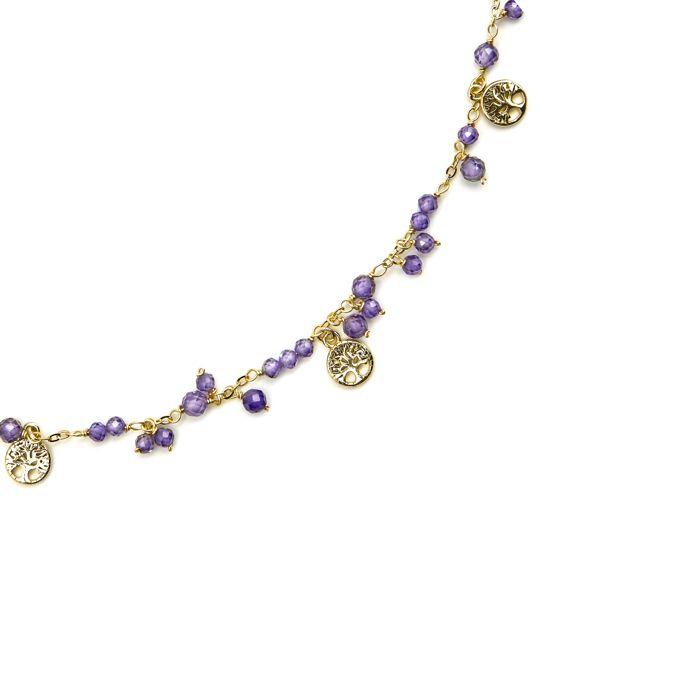 Collier Luxenter Avec Cristal Violet Finition or 18k - Totez