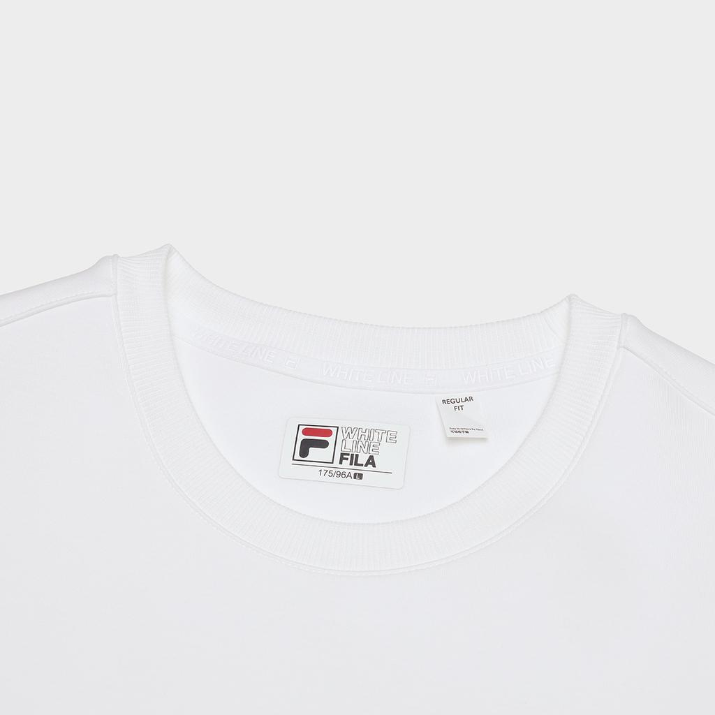 Fila White Series Solid Color Round Neck Comfortable Casual Sweatshirt Men Sweatshirt F11M447202A-WT
