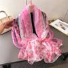 Pink petal qi encryption soft yarn printing spring and summer silk scarf large long scarf travel shawl sun protection women's scarf headscarf