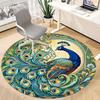1pc Peacock Feather Office Round Area Rug, Under Office Chairs Bedroom Living Room Home Decor, Room Deco