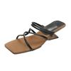 Summer Square Head Cross Thin Strap Set Foot Anti-slip Wear-resistant Slippers Women Temperament In Heel Sandals