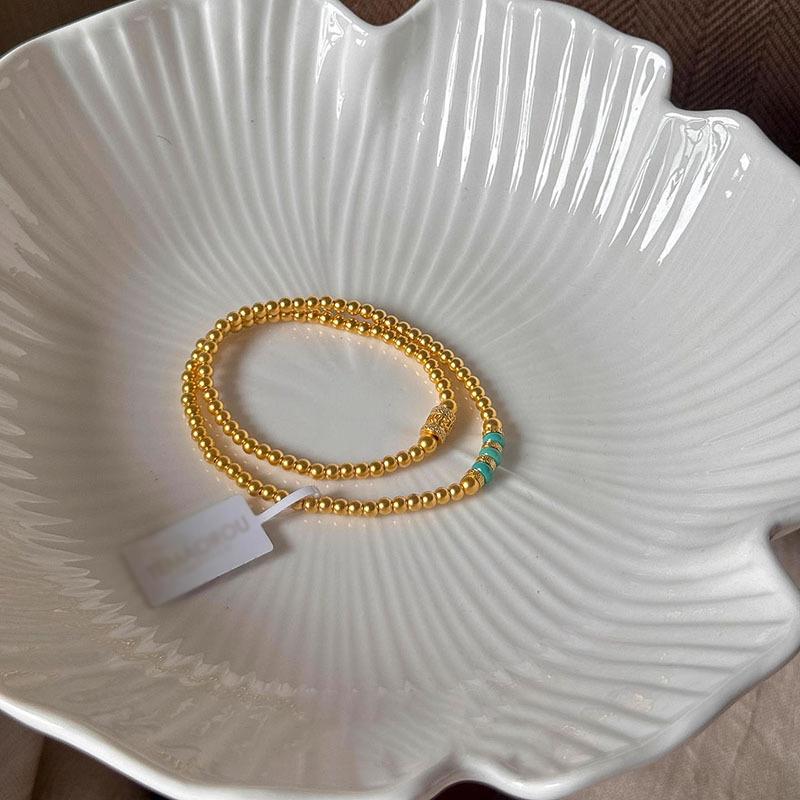 Novo em bracelete de contas empilhadas de dupla camada retrô para mulheres design exclusivo pulseiras de turquesa de alta qualidade pingentes presentes