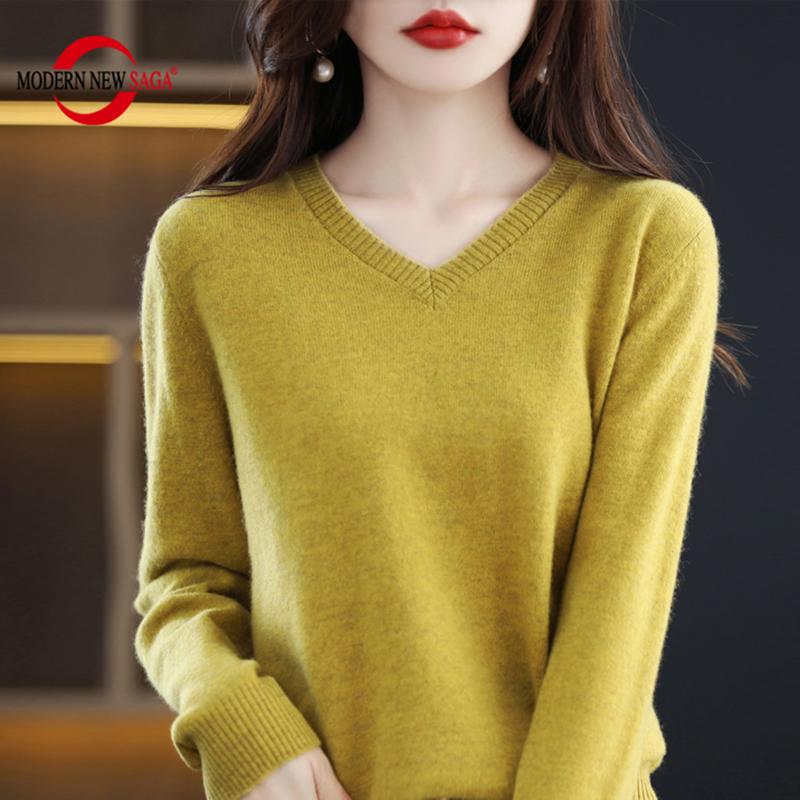

Женский свитер, зимний свитер из 100% шерсти, СОВРЕМЕННЫЙ НОВЫЙ вязаный пуловер SAGA, осенний трикотаж, джемперы, женские свитера, вязаный топ с длинным рукавом