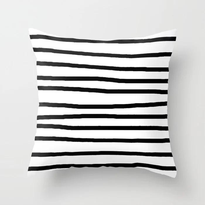 Nordic Simple Black, White and Gray Striped Geometric Sofa Cushion Cover Double-sided Polyester Peach Leather Velvet Sofa Pillow Cover