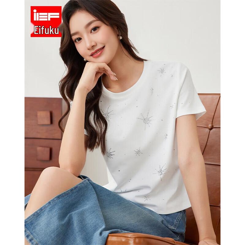 IEF Korean Style Rhinestone Short Sleeve T-Shirt M