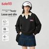 Baleno Women's Oversized Polo Collar Long Sleeve Sweatshirt