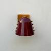 Mid-Century Modern Brass Wall Sconce Wine Red Cone Shade With Rivet Lighting