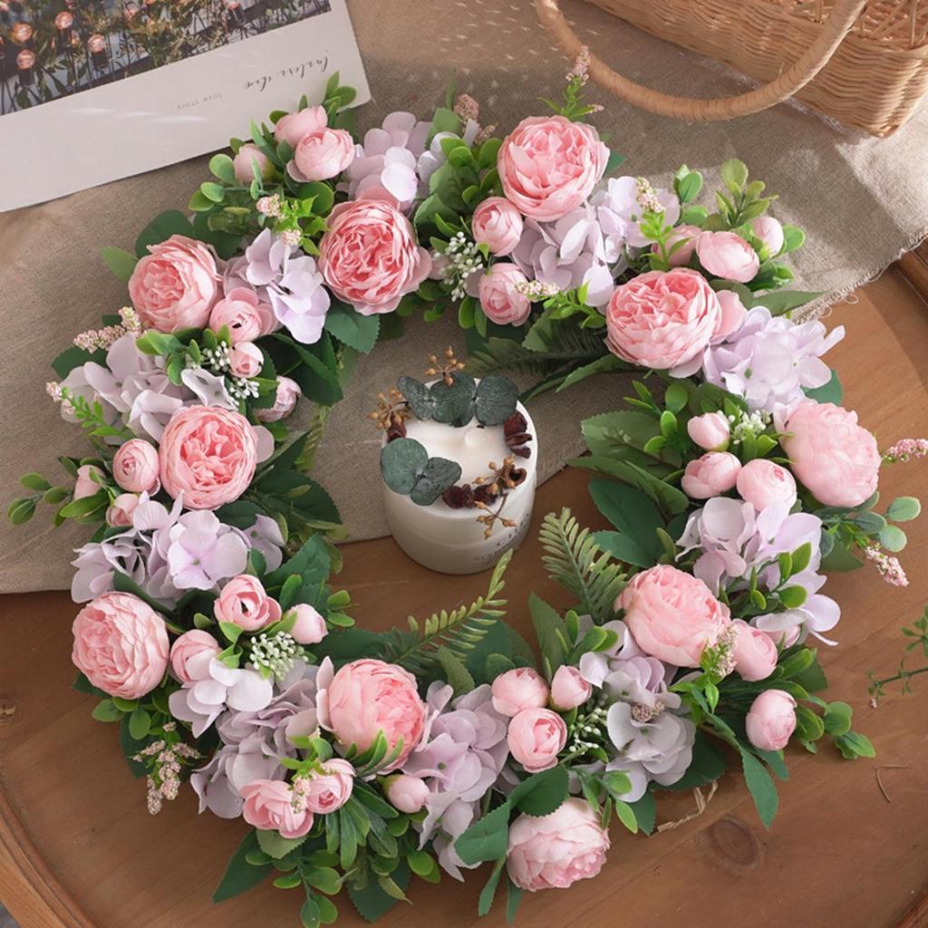Artificial Peony Flower Wreath Blooming Silk Peonies for Spring Floral Wedding Indoor
