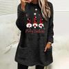 Women's Christmas Letter Print Round Neck Loose Long Sleeve Plush Hoodie